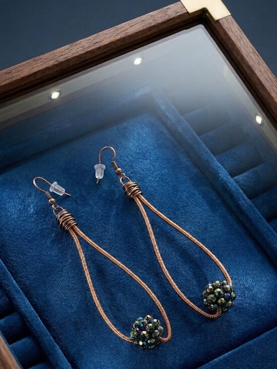 Hand Crafted Jewelry - Handcrafted Iridescent Copper Teardrop Earrings